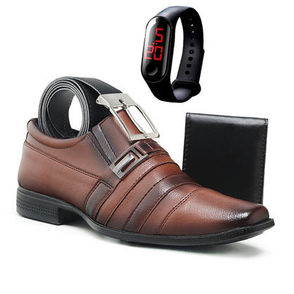 [¡COMPRÁ 1 Y LLEVATE 3 DE REGALO!] Zapatos de Cuero Premium + Cinturón + Billetera + Reloj Digital