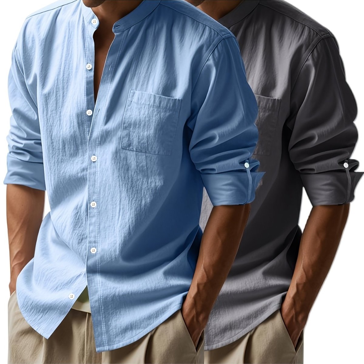 [BUY 1 GET 1 FREE] Santorini Premium Men’s Linen Shirts + FREE Exclusive Watch Gift