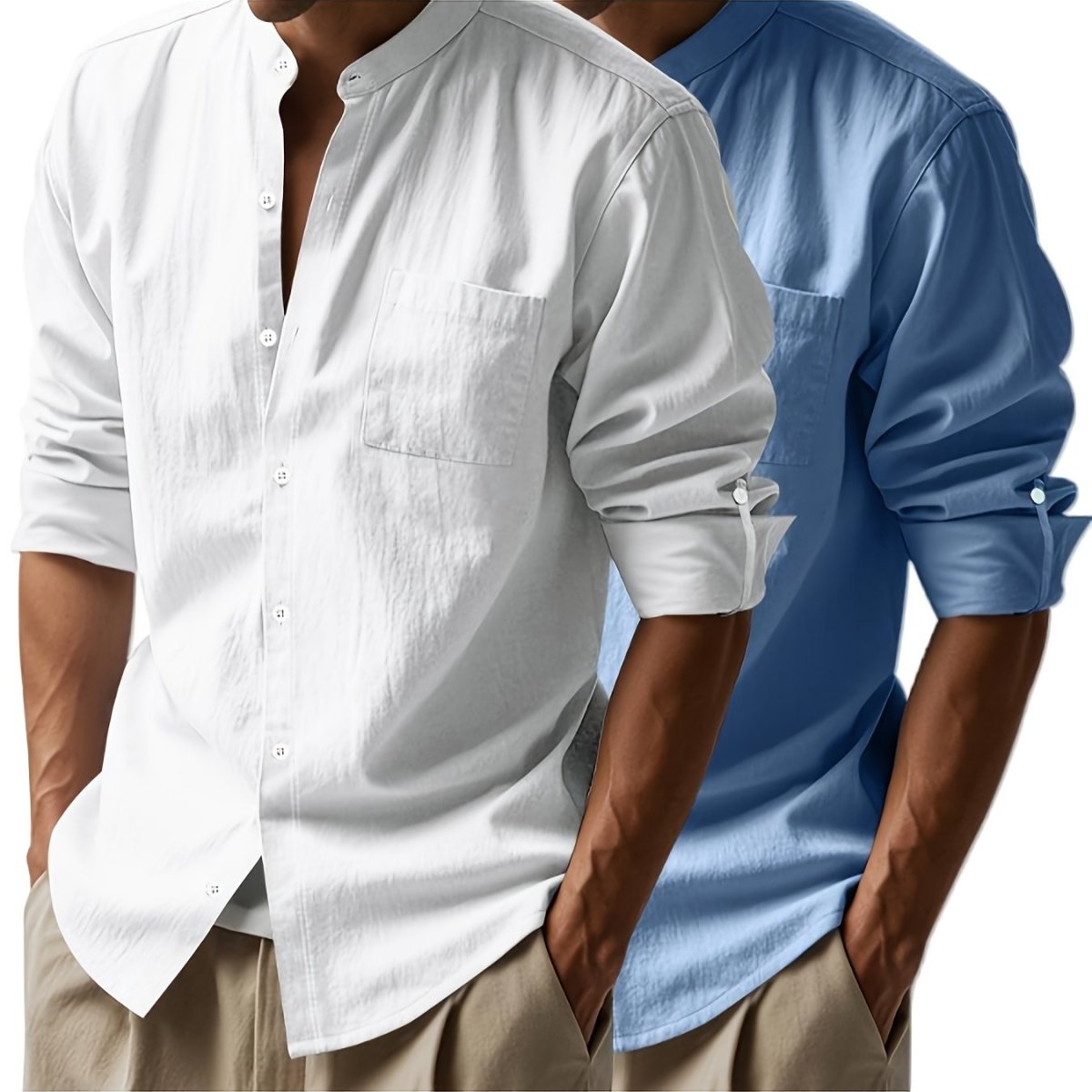 [BUY 1 GET 1 FREE] Santorini Premium Men’s Linen Shirts + FREE Exclusive Watch Gift